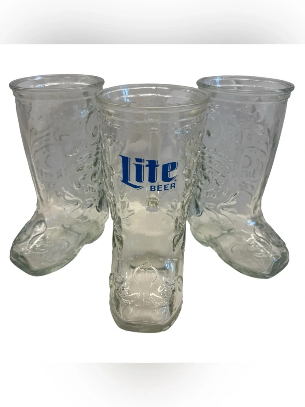 Vintage Miller Lite Cowboy Boot Beer Glasses Set of 3 Western Barware Cowboy Mug